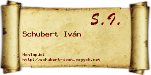 Schubert Iván névjegykártya